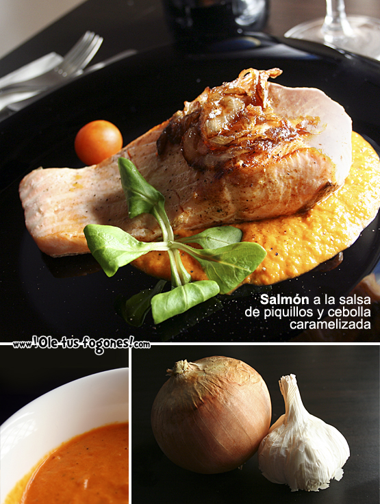 Salmón a la salsa de piquillos 