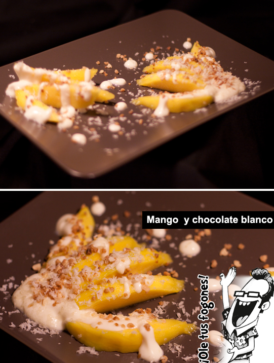 mango y chocolate blanco
