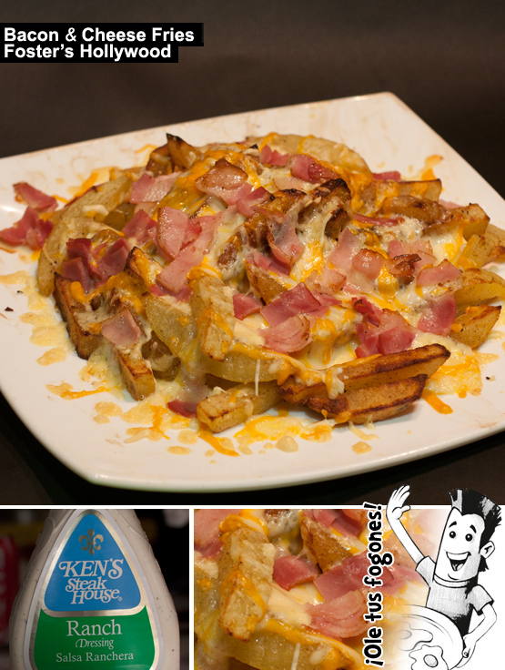 patatas, cheese, bacon, fries, foster, hollywood, receta