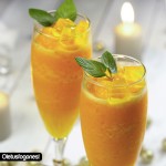 Sorbete de mandarina y gelatina de mango
